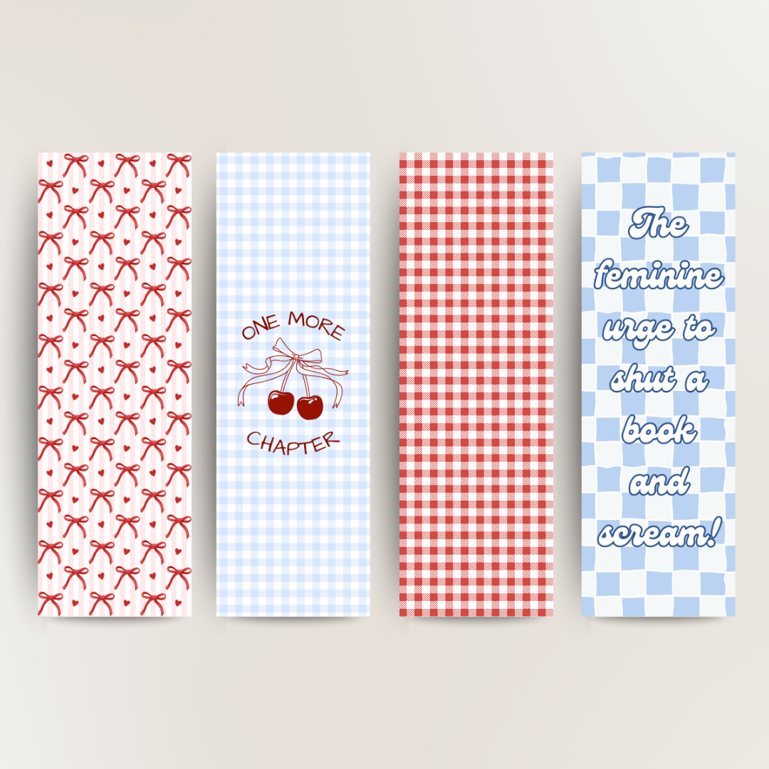Red and Blue Aesthetic bookmark set