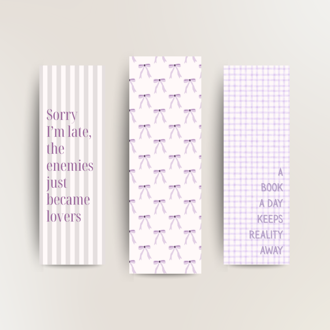 Purple aesthetic bookmark set