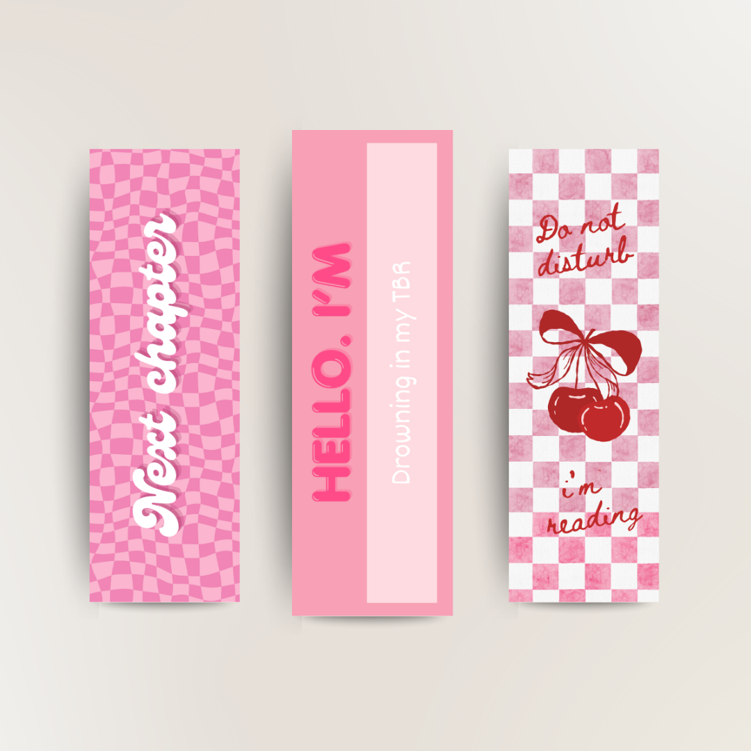 pink aesthetic bookmark set