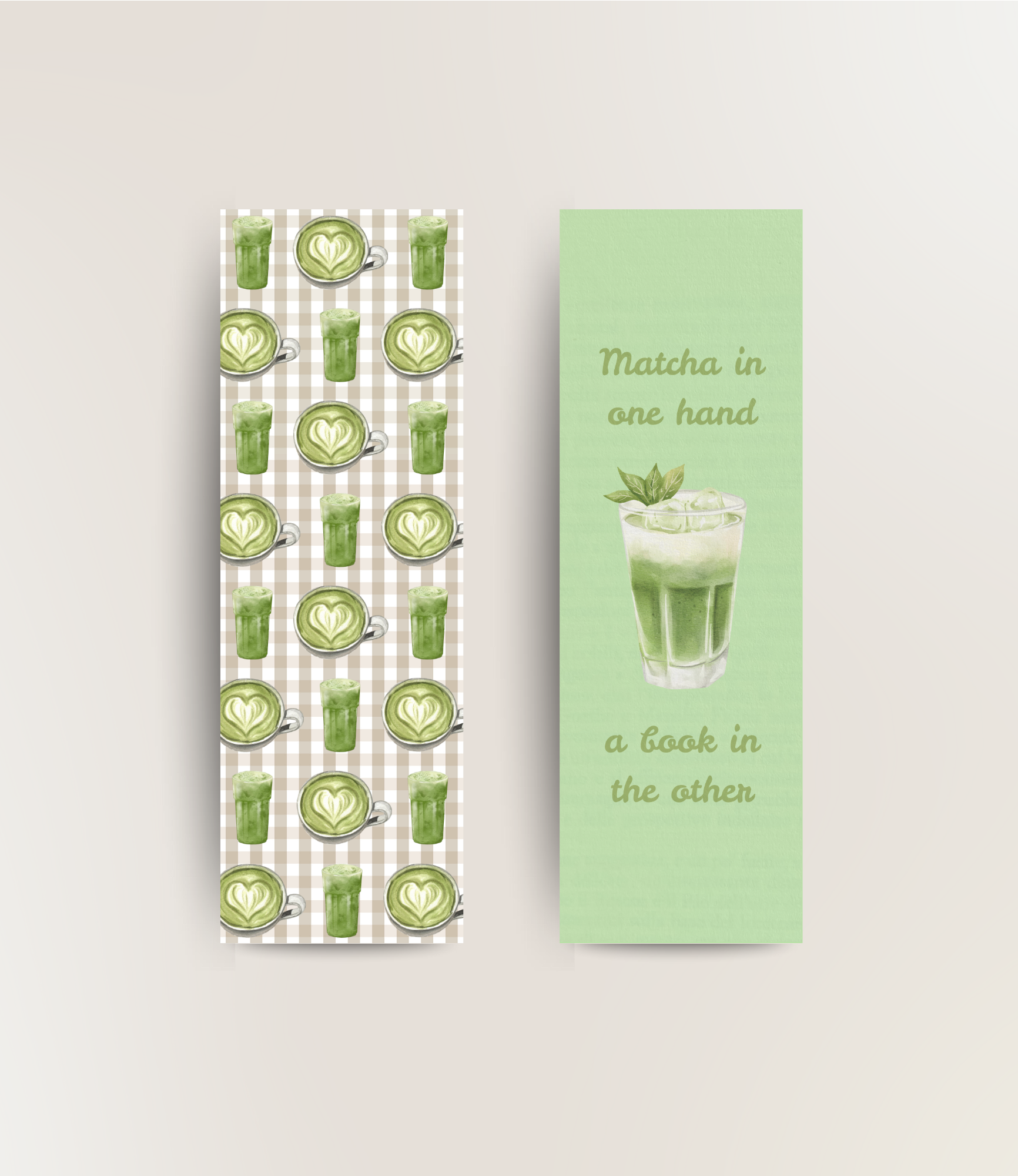 Matcha themed bookmark duo