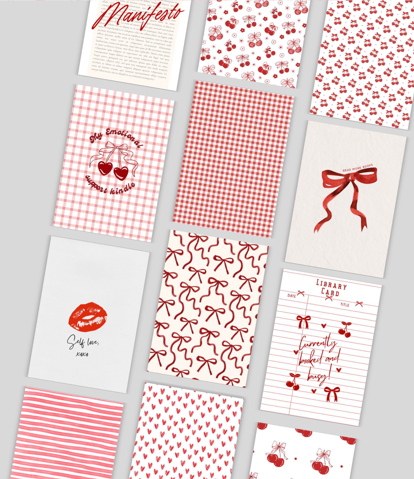 12-piece red e-reader insert set