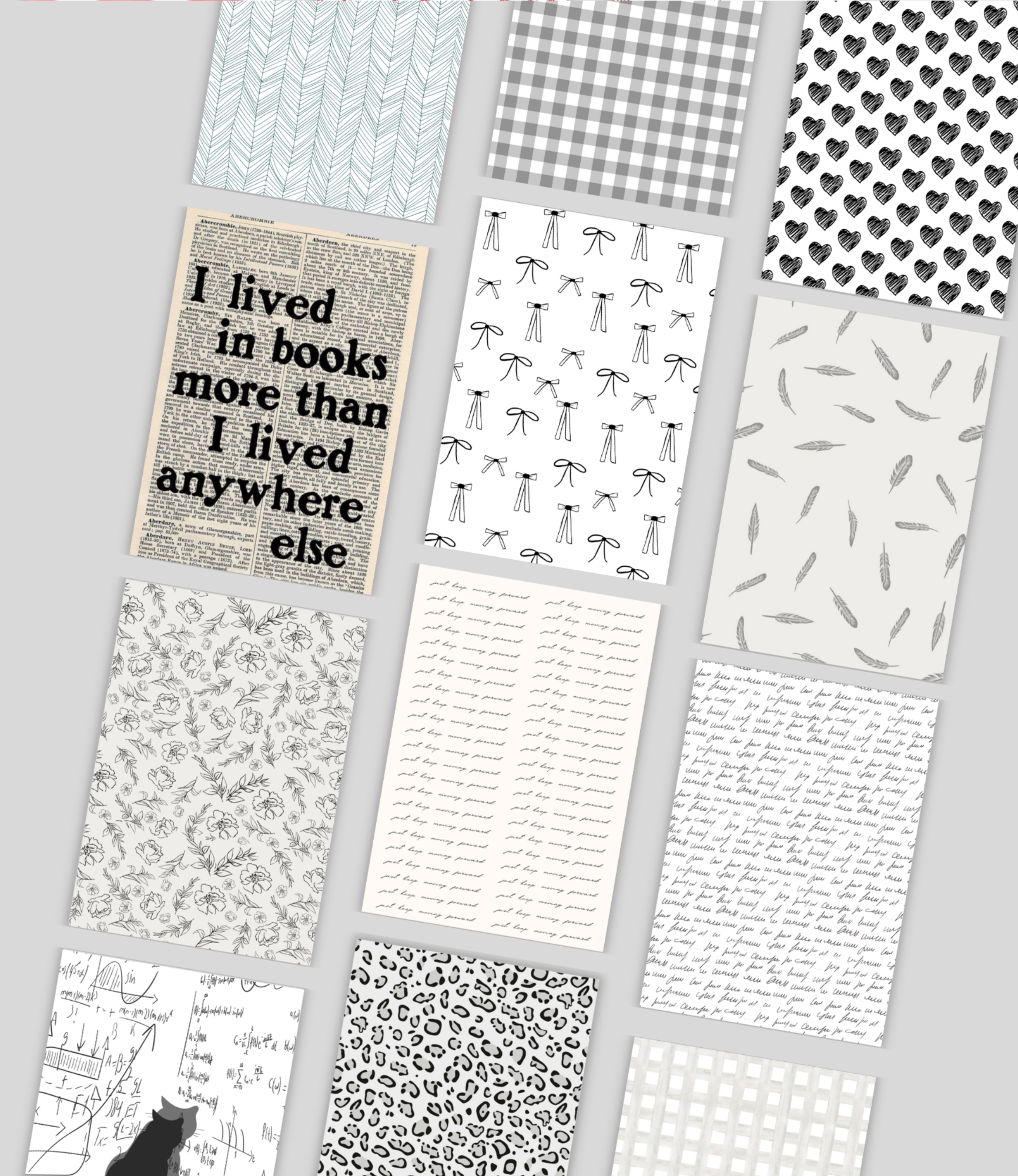 12-piece black, white and grey e-reader insert set