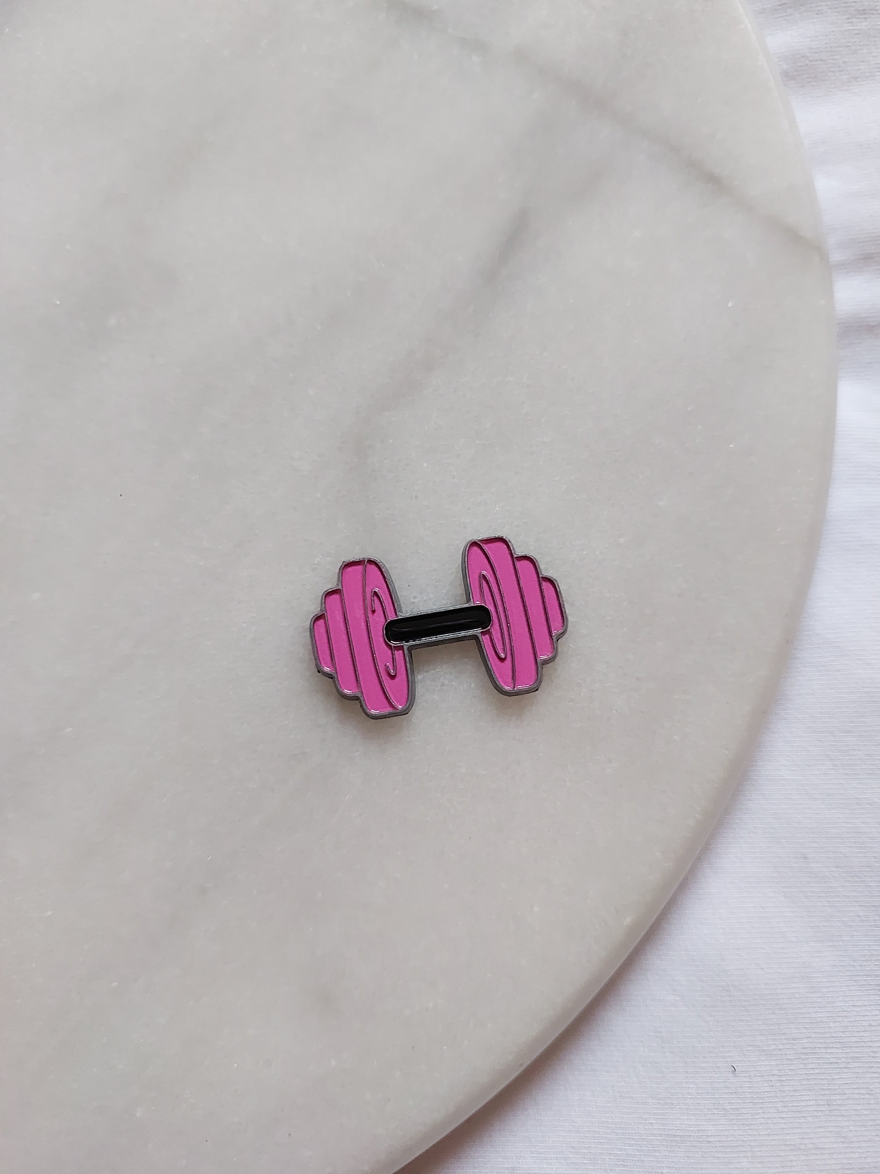 Pink dumbbell metal sticker