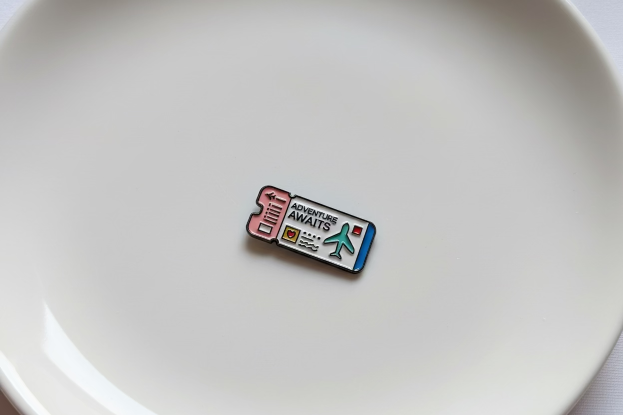 Plane ticket metal sticker