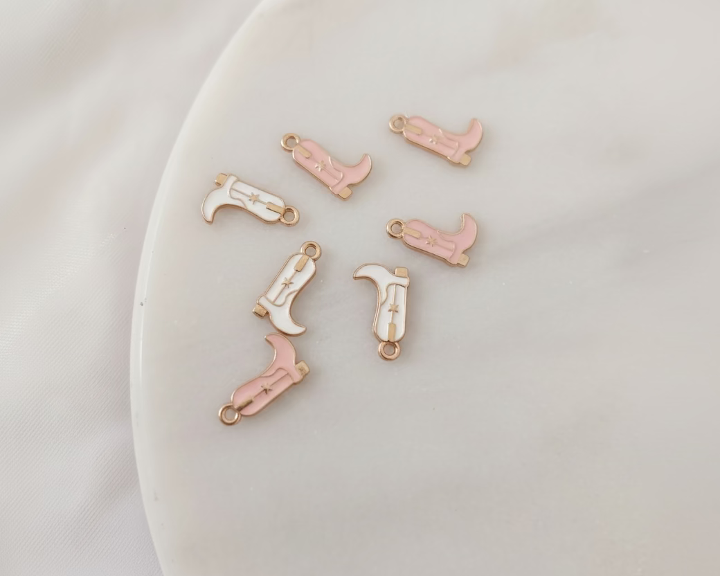Pink and white cowboy boot